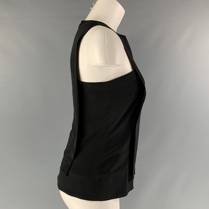 THAKOON Size M Black Silk Solid Asymmetrical Blouse