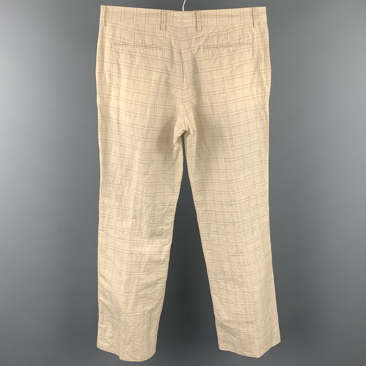 VIKTOR & ROLF Size 34 Beige Plaid Linen Blend Casual Pants