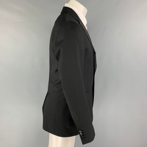 JOHN VARVATOS Size 38 Black Wool Tuxedo Sport Coat