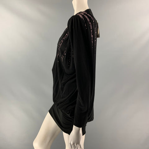 ATTICO Size 2 Black Viscose Beaded Dress