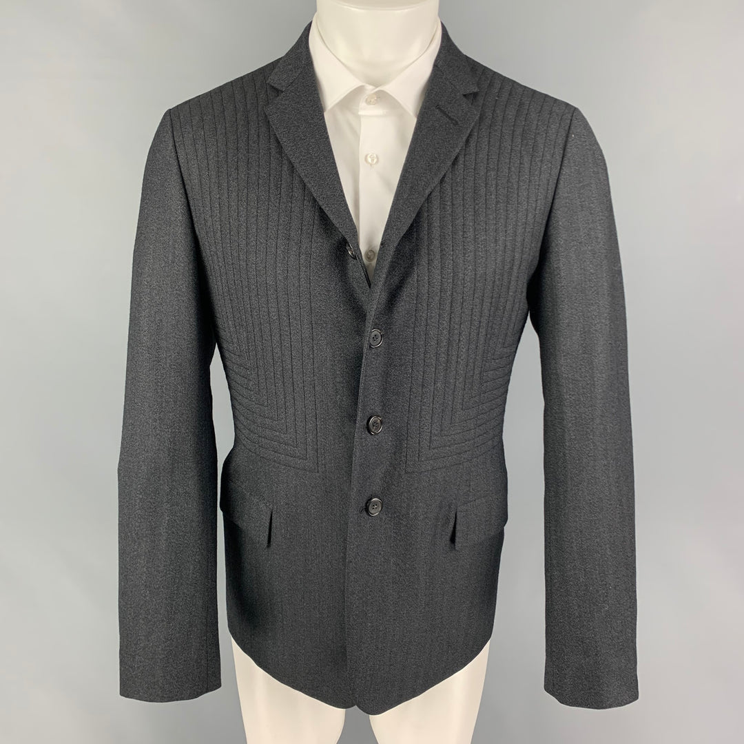 ALEXANDER MCQUEEN FW 09 Size 40 Charcoal Quilted Wool Notch Lapel Sport Coat