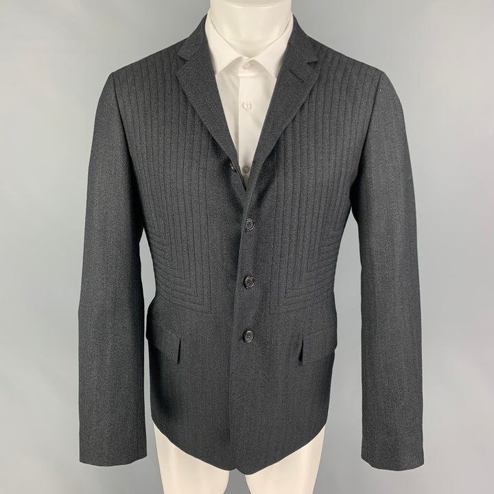 ALEXANDER MCQUEEN FW 09 Size 40 Charcoal Quilted Wool Notch Lapel Sport Coat