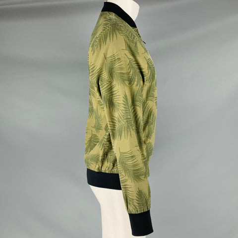 SCOTCH AND SODA Size M Green Leaves Bomber Jacket