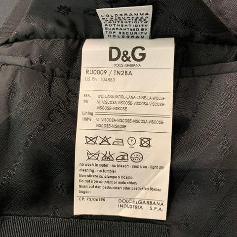 D&G by DOLCE & GABBANA Size 46 Black Window Pane Wool Viscose Blend Suit