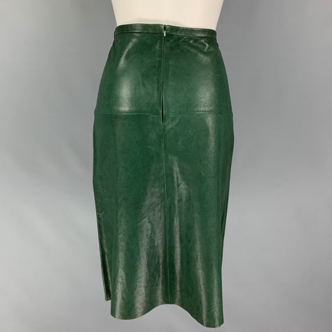 GERARD DAREL Size 4 Green Lamb Skin A-Line Skirt