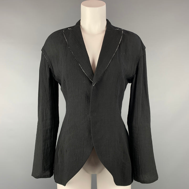 YOHJI YAMAMOTO Size S Black Wrinkled Rayon / Linen Jacket