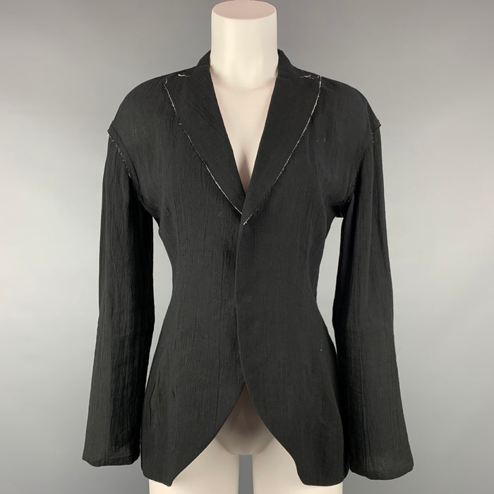 YOHJI YAMAMOTO Size S Black Wrinkled Rayon / Linen Jacket