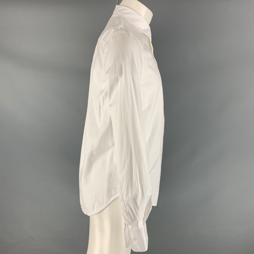 WARDROBE.NYC Size S White Solid Cotton Button Up Long Sleeve Shirt