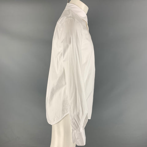 WARDROBE.NYC Size S White Solid Cotton Button Up Long Sleeve Shirt