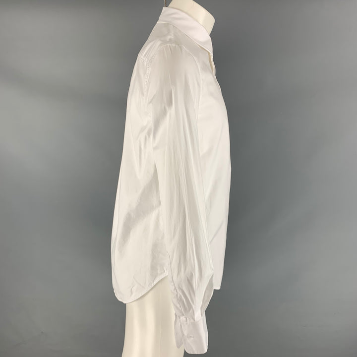 WARDROBE.NYC Size S White Solid Cotton Button Up Long Sleeve Shirt