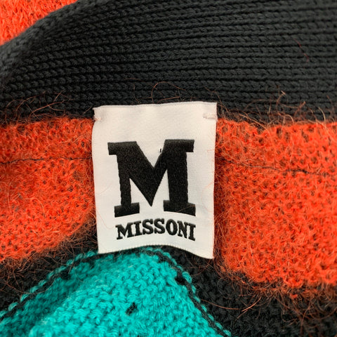 M MISSONI Size 6 Multi-Color Knitted Stripe Wool Blend Coat