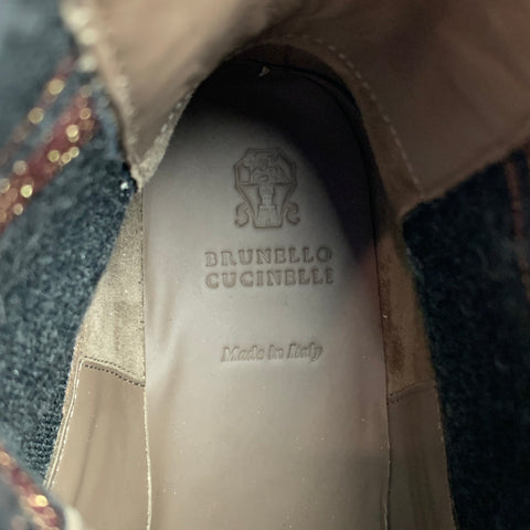 BRUNELLO CUCINELLI Talla 8 Botas Chelsea sin cierres de cuero peltre y carbón