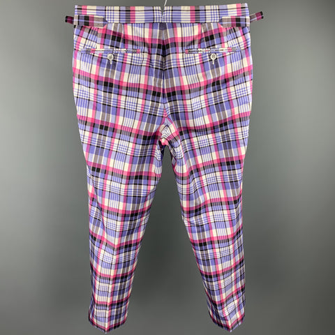 TOM FORD Size 32 Lavender & Pink Plaid Silk / Cotton Zip Fly Dress Pants