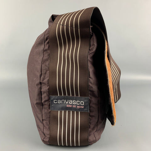 CANVASCO Brown & Beige Mixed Fabrics Nylon Messenger Bag