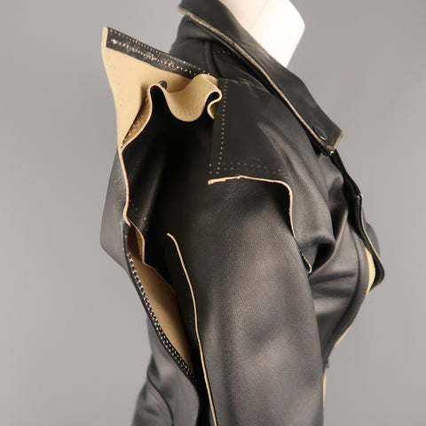 MAISON MARTIN MARGIELA X H&M Size 2 Black & Beige Deconstructed Biker Jacket