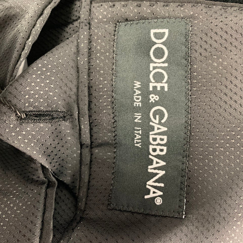 DOLCE & GABBANA Size 40 R Black Velvet Double Breasted 3 Piece Suit