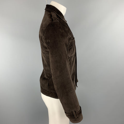 JOHN VARVATOS * U.S.A. Size S Brown Solid Suede Buttoned Jacket