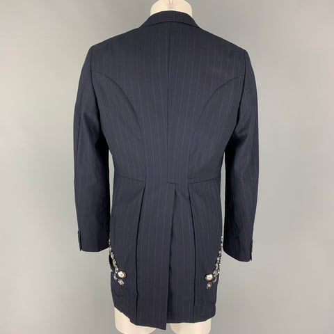 COMME des GARCONS HOMME PLUS Size M Navy Blue Stripe Wool Jacket