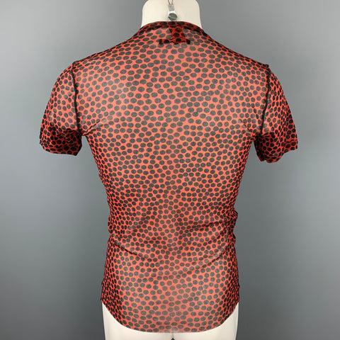 JEAN PAUL GAULTIER SOLEIL Size L Maroon & Black Dots Polyamide Crew-Neck T-shirt