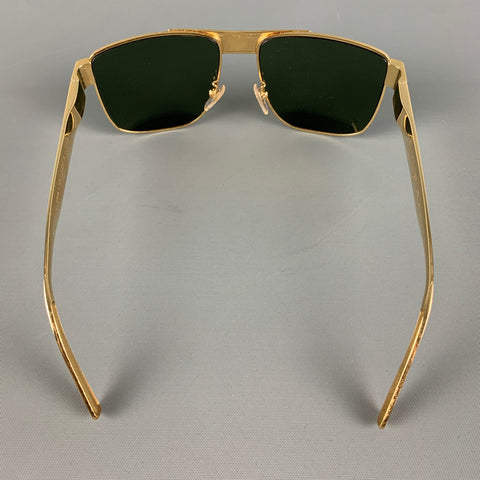 LOUIS VUITTON Gold Tone Wood Grain Metal Sunglasses