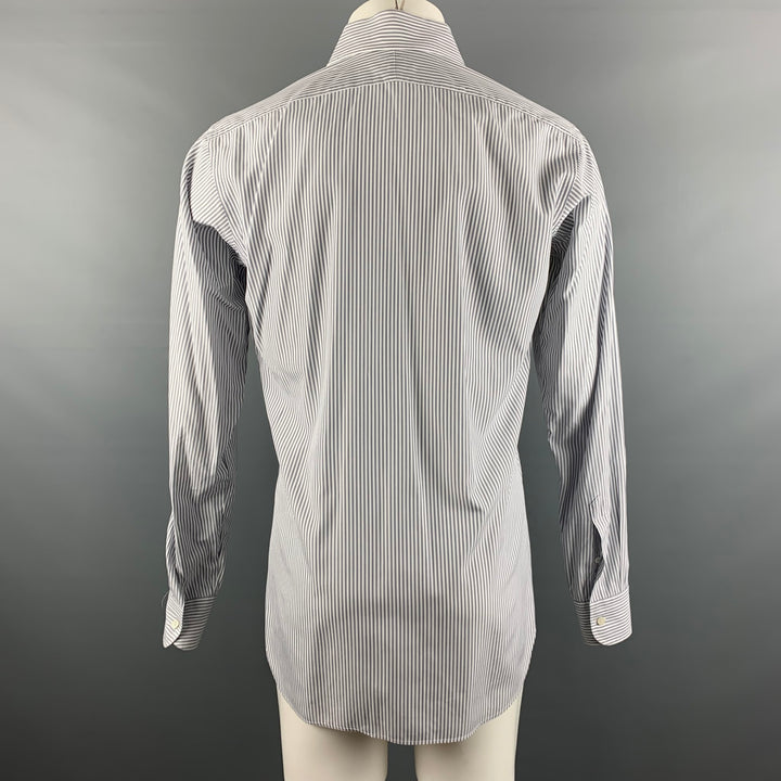 HAMILTON Size M Grey White Stripe Long Sleeve Shirt