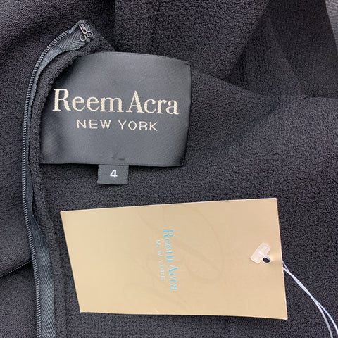 REEM ACRA Size 4 Black Wool Lace Panel Sheath Dress