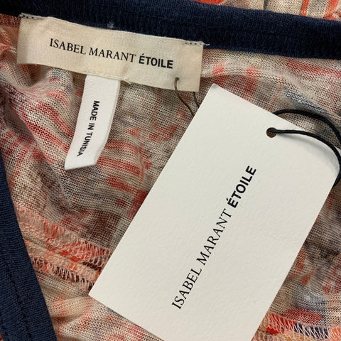 ISABEL MARANT Americana Size M Cream Red & Blue Linen T-Shirt