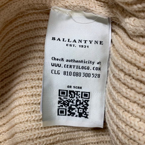 BALLANTYNE Size M Beige Knit Cotton V-Neck Cardigan