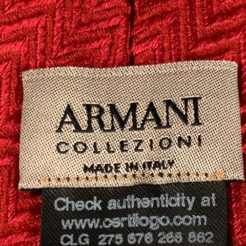 ARMANI COLLEZIONI Red Zig Zag Silk Jacquard Tie
