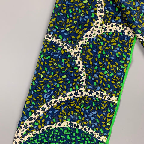 Vintage GIVENCHY azul marino y verde floral abstracto no listado Pañuelo