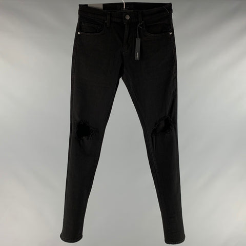 J BRAND Taille 29 Jean noir uni en coton élasthanne avec braguette zippée