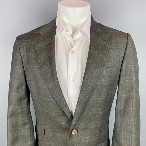 PAUL SMITH The Byard Talla 38 Abrigo deportivo de lana merino Glenplaid gris carbón y azul