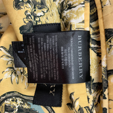BURBERRY Fall 2016 Yellow & Brown Print Cotton / Silk Notch Lapel Sport Coat