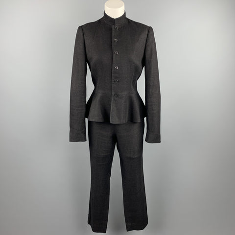 RALPH LAUREN Size 8 Black Woven Linen / Cotton Pants Set