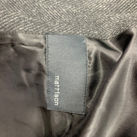 MATTISON Size 40 Black Grey Herringbone Wool Notch Lapel Sport Coat