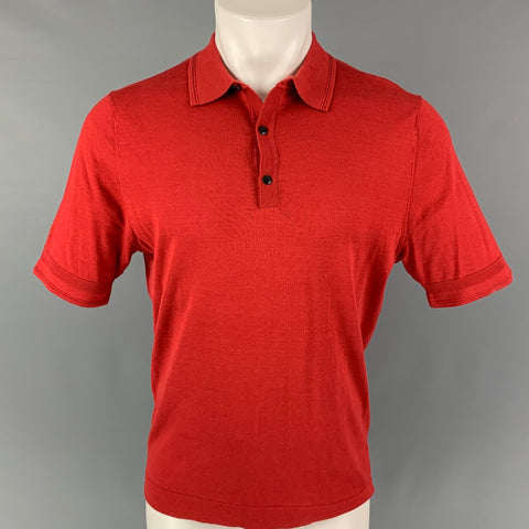LAB by PAL ZILERI Size M Red Cotton Short Sleeve Polo