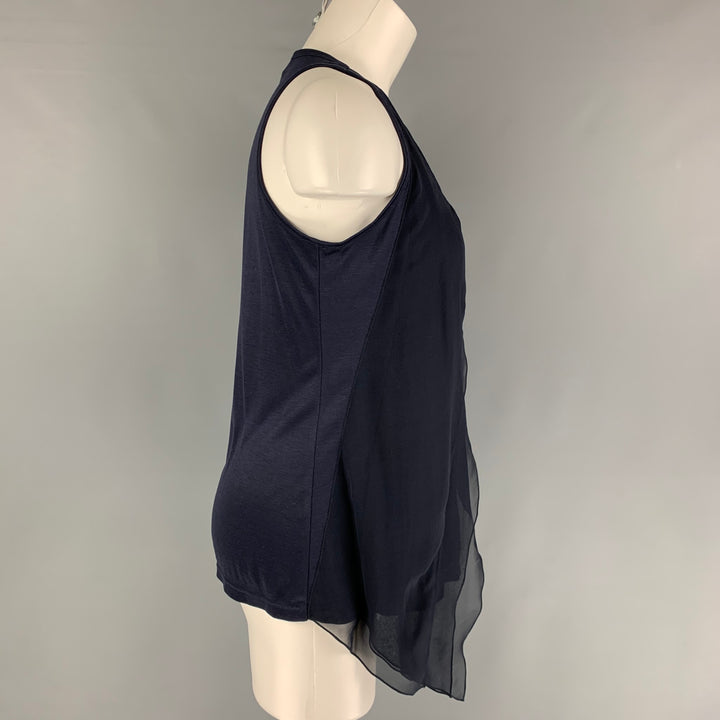 J.MENDEL Size 4 Navy Silk Mixed Fabrics Tank Dress Top