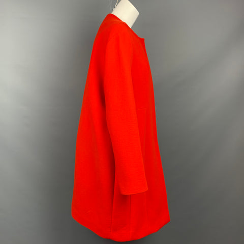 NARCISO RODRIGUEZ Taille 4 Manteau sans col en laine mélangée rouge