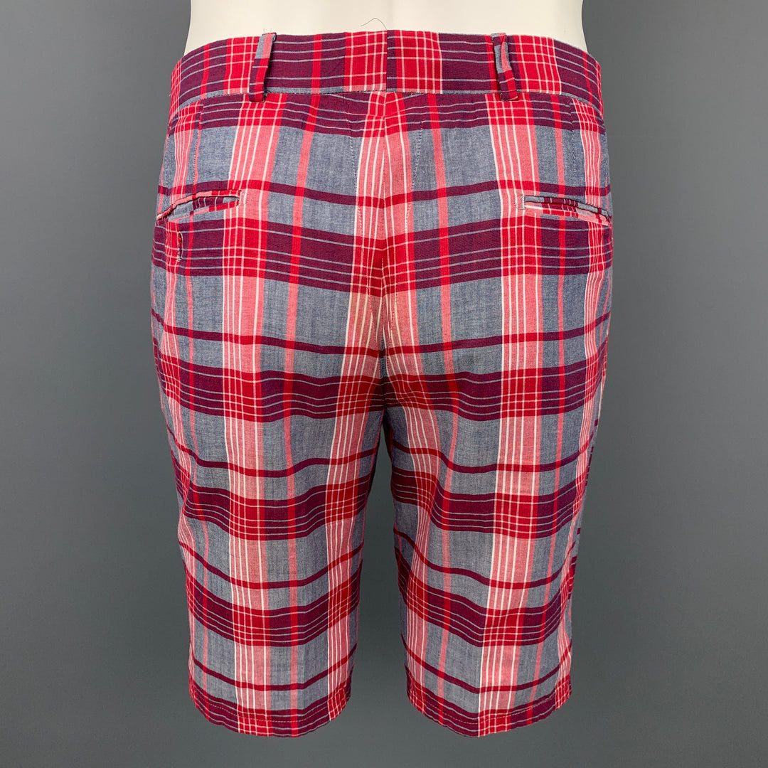 GITMAN VINTAGE Size 30 Red & Grey Plaid Cotton Zip Fly Shorts