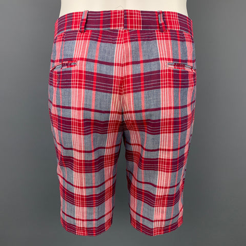 GITMAN VINTAGE Size 30 Red & Grey Plaid Cotton Zip Fly Shorts