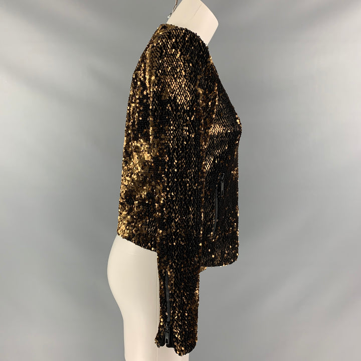 RACHEL ZOE Size S Copper Polyester & Spandex Sequined Jacket
