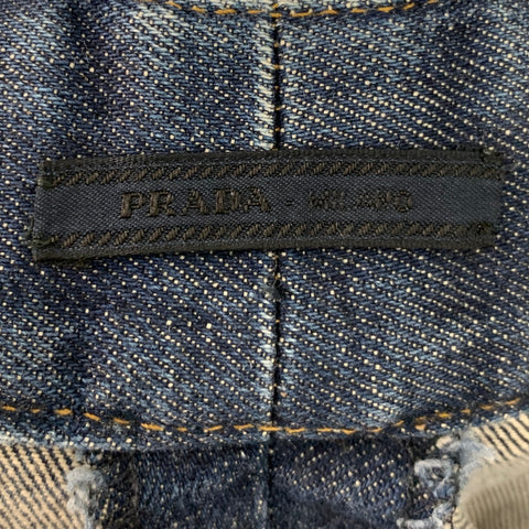 PRADA Size 36 Blue Denim Wide-Leg Jeans