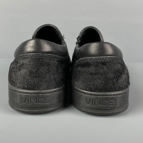 VINCE Talla 10.5 Mocasines sin cordones de cuero de materiales mixtos negros