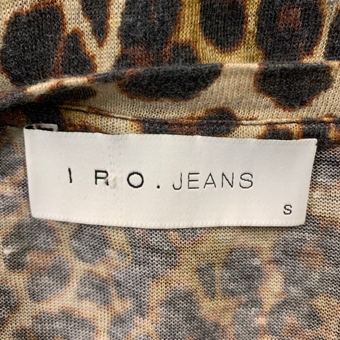 IRO Size S Black & Brown Animal Print Linen Crew-Neck  Tank Top