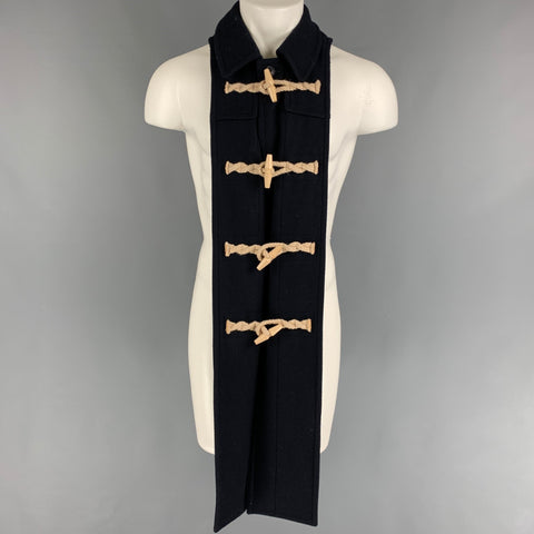 MISTER GENTLE MAN Navy Wool Toggle Closure Scarf Panel