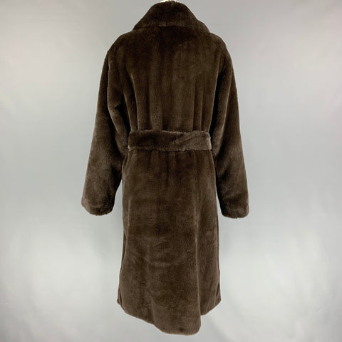 STAND STUDIO Size M Brown Faux Fur Notch Lapel Faustine Coat