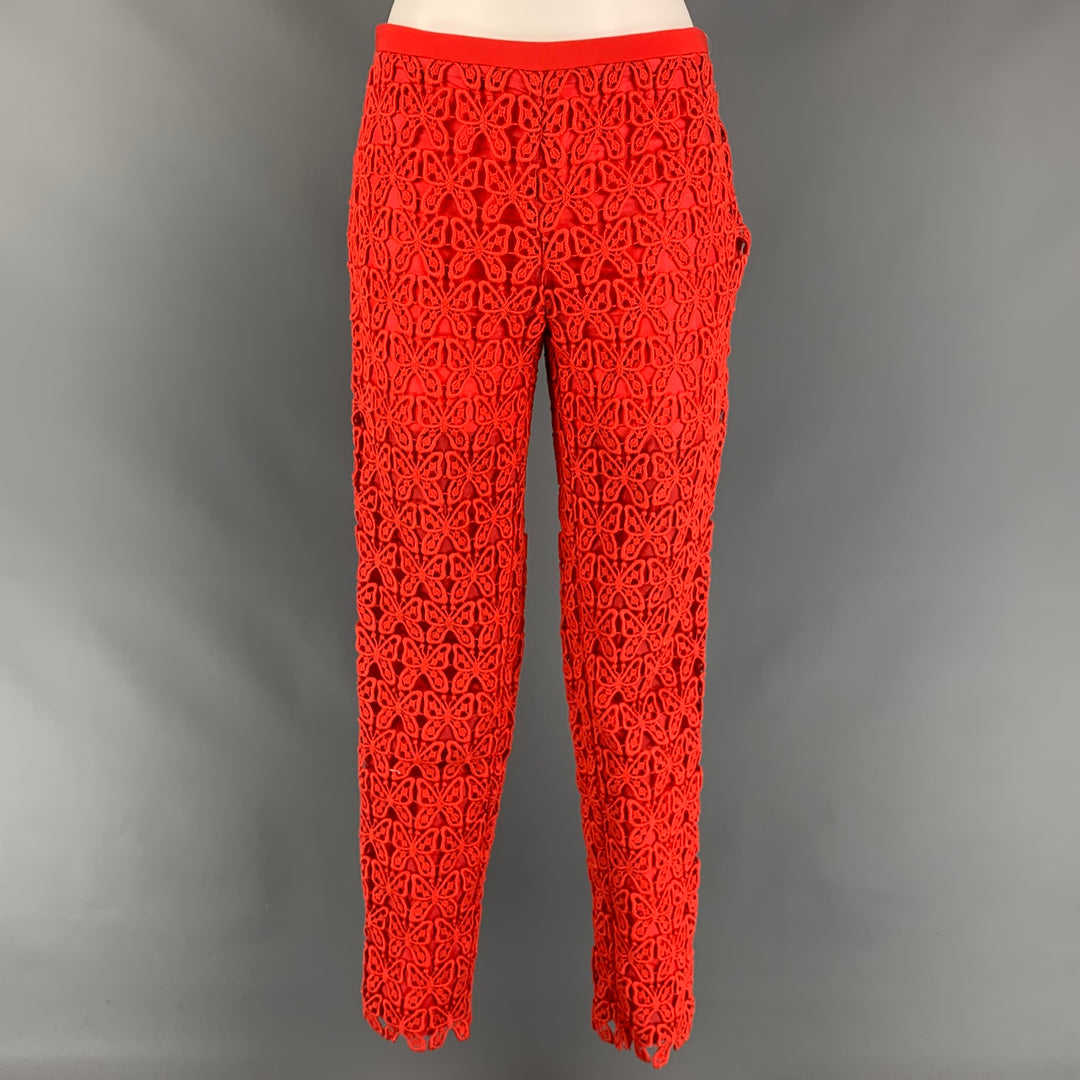 CHEAP AND CHIC by MOSCHINO Size 6 Coral Triacetate Blend Guipure Dress Pants