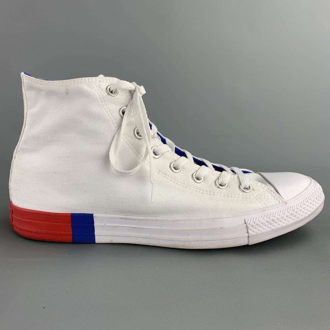 CONVERSE Size 10.5 White Canvas High Top Sneakers