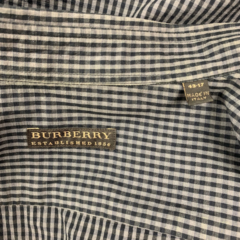 BURBERRY PRORSUM Size XL Grey Gingham Hidden Buttons Long Sleeve Shirt