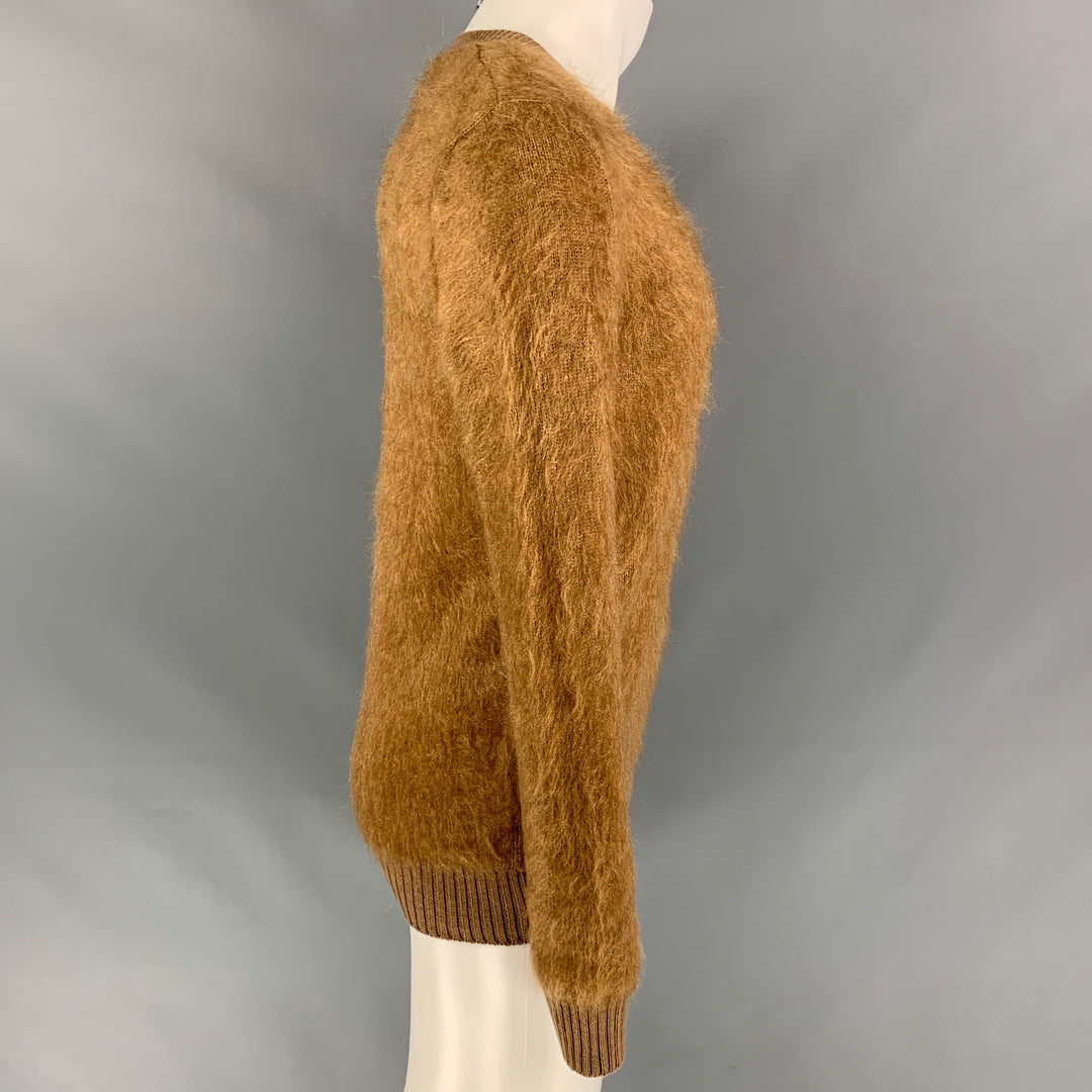 BURBERRY PRORSUM Pre-Fall 2011 Size S Camel Textured Merino Wool / Mohair V-Neck Sweater